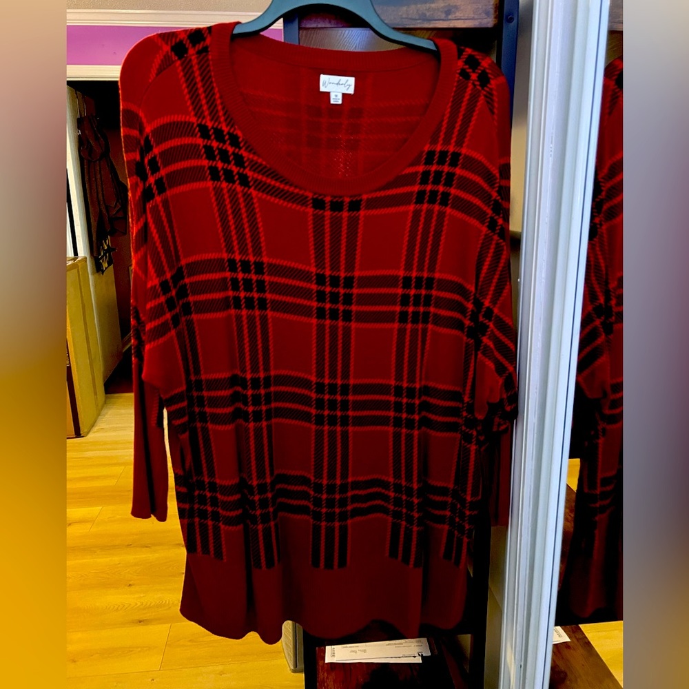 🐸 Wonderly Red Plaid Sweater 🐸